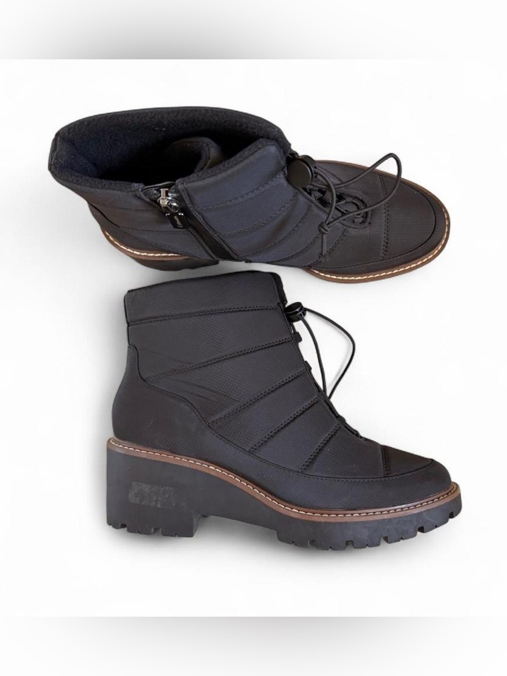 Blondo Black Quilted Lug Sole Waterproof Ankle Boots- Size 8.5